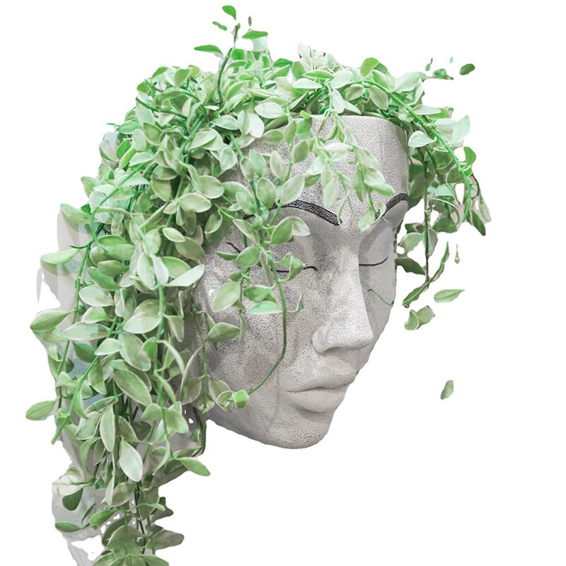 Maceta colgante de resina para mujer, maceta de resina para plantas suculentas, maceta abstracta con cabeza de mujer, florero de Cara Humana, florero artesanal para colgar en la pared