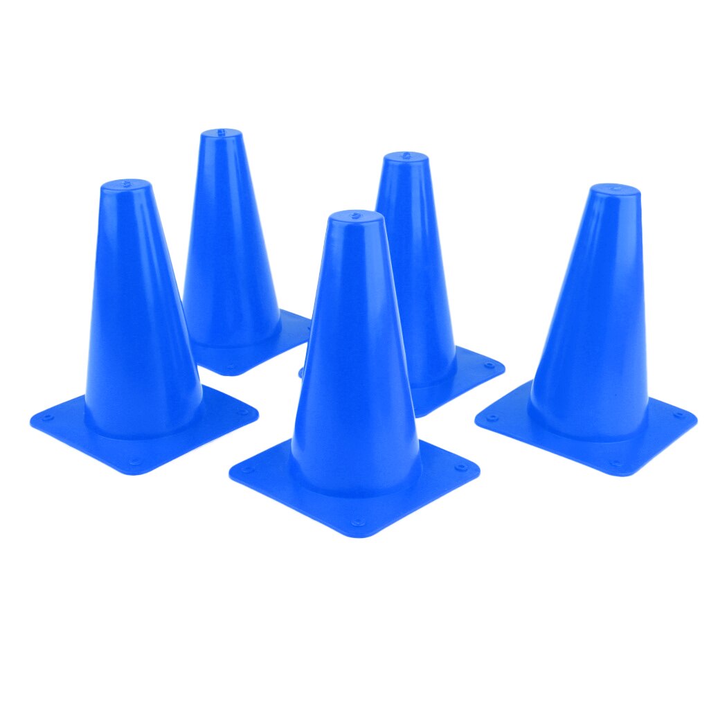 5pcs Plastic Cone Set For Sports Soccer Safety Agility Training Skateboard Skating: Blue