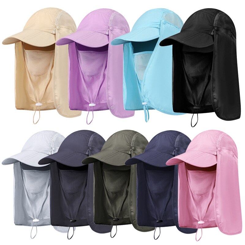 Unisex Collapsible Sunhat Summer Outdoor Quick-drying Sunscreen Fisherman Hat Fishing Breathable Sun hats Female Face Mask