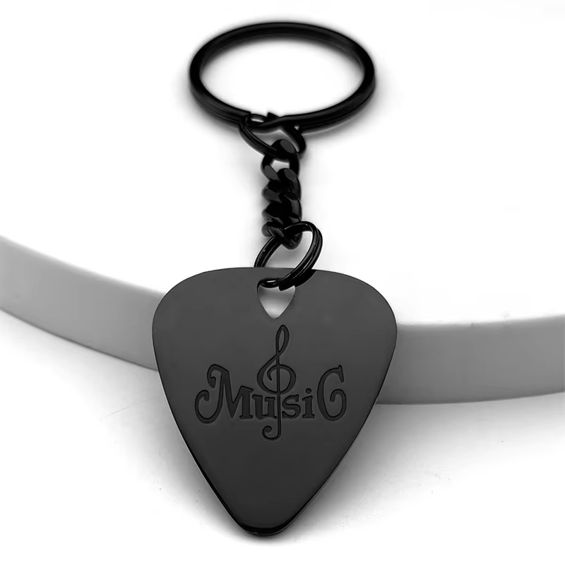 Llavero Musical de guitarra Goth Rock Y2k para mujeres y hombres, llavero con dije de bolsa de música estética negra de acero inoxidable, llaveros de joyería: Azul