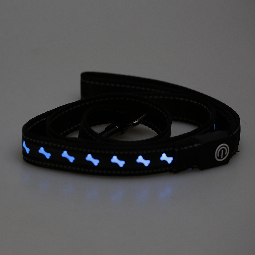 Nylon LED Hondenriem Halsband Huisdier Aangelijnd USB RechargeableNight Veiligheid Flashing Glow In The Dark Hondenriem Fluorescerende Halsbanden