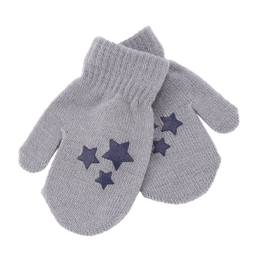 Guantes bonitos para niños, manoplas con patrón de corazón y estrella de punto, suaves y cálidos, 1 par: 5