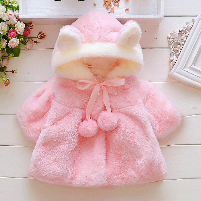 abrigo para bebé niña Otoño Invierno estilo inglés chaqueta infantil con capucha manga de murciélago chaquetas para niños ropa para recién nacidos: deep pink / 100cm