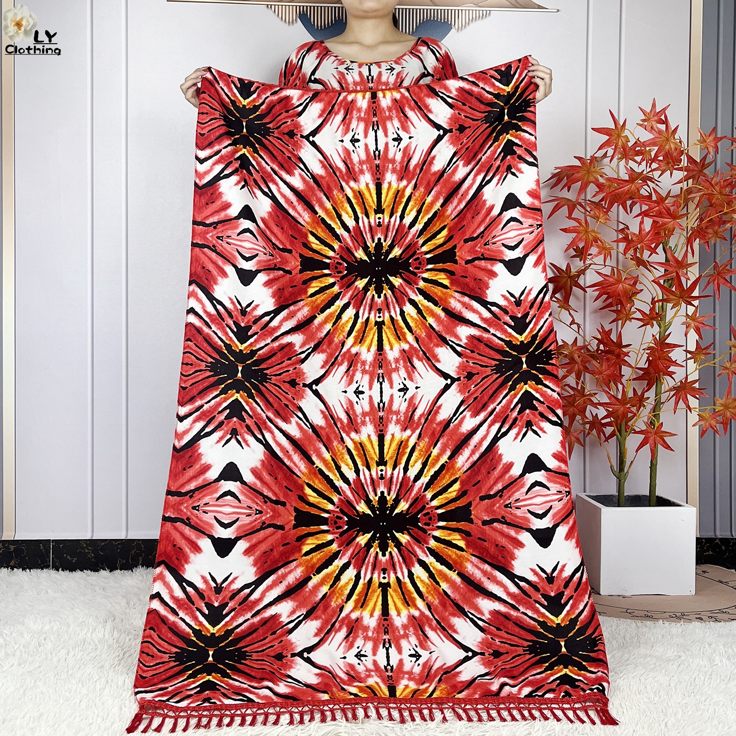 Zomer Dubai Lady Kleding Zacht Katoen Tie-Geverfd Losse Maxi Islam Vrouwen Korte Mouw Afrikaanse Abaya Jurk Met Grote Sjaal