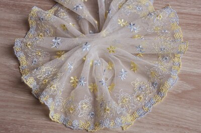 Borde de encaje 5 metros amarillo malla de gasa tul bordado tela cinta ropa vestido Material costura 17cm-26cm de ancho S5C224: 20cm 7.87in wide n10