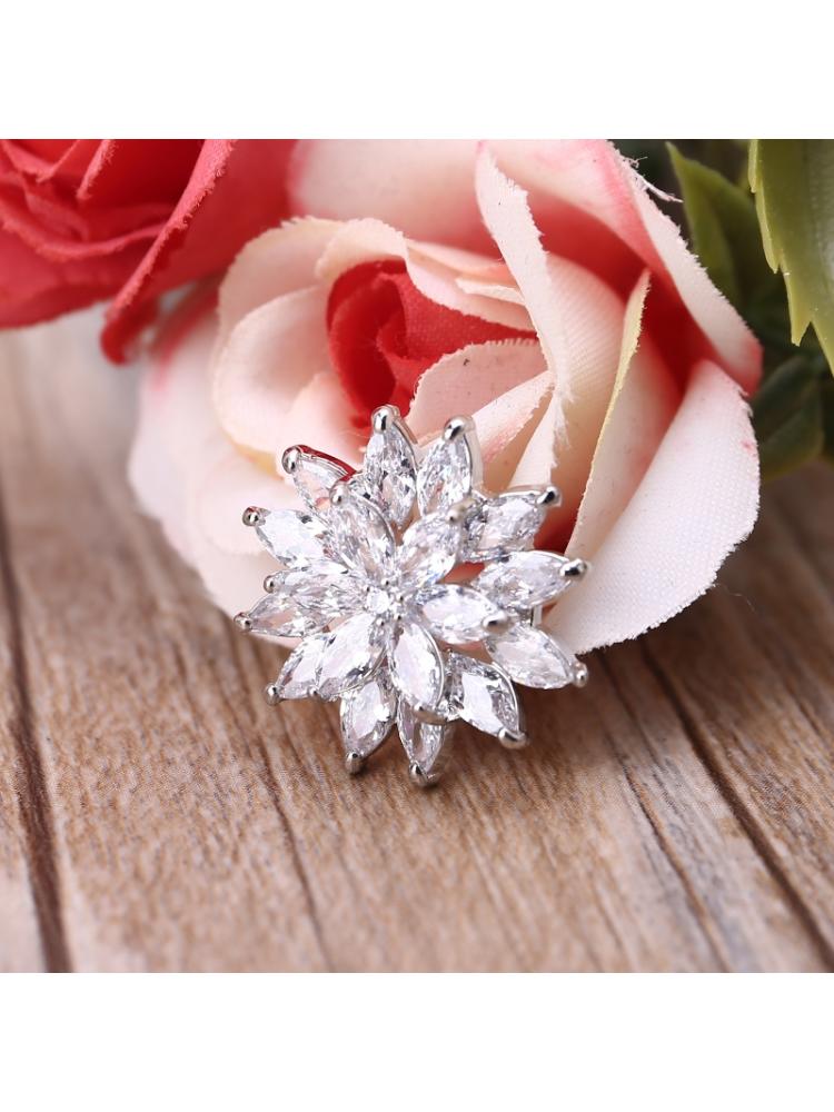 5 stk 21mm rhinestone blomsterknap med løkke smykker metal udsmykninger til diy bryllup broche dekoration tilbehør