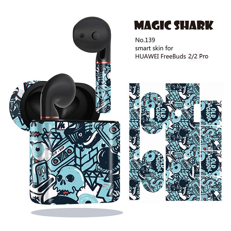 Magie Shark Graffiti Schädel Wasserdichte PVC Keine Verblassen Fall Abdeckung Aufkleber für Huawei Freebuds 2 2 Pro 136- 145: 139