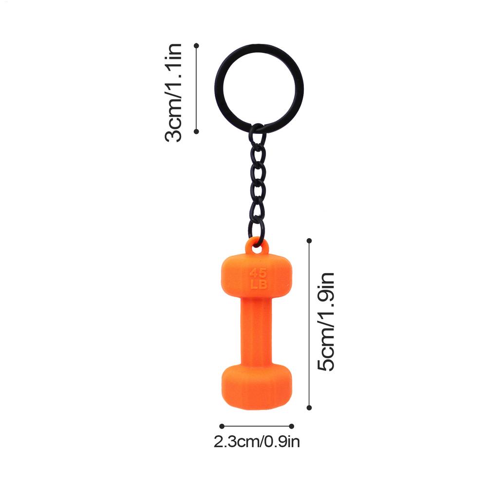 Fitness Key Ring Simulation Dumbbells Keyring Kettlebells Cool Bag Charm Fitness Series Pendant Car Key Ornament: Orange