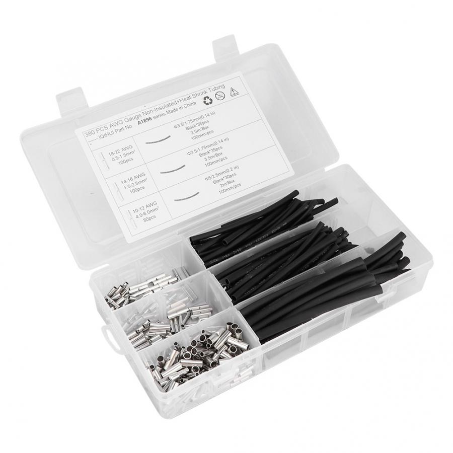 380 Uds de cobre no aislado de empalme conector de cable termorretráctil tubo, Kit de Terminal para barco Terminal de cable accesorios de Auto