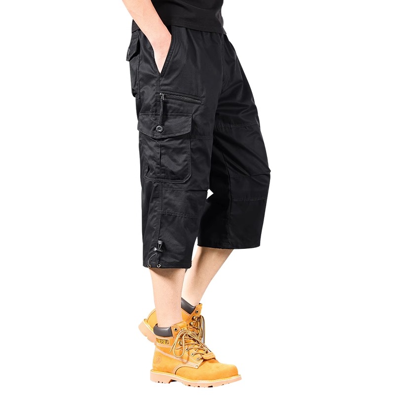Short d'été ample et décontracté pour hommes, tendance, taille élastique, grande taille, jogging en plein air, pantalon de survêtement multi-poches