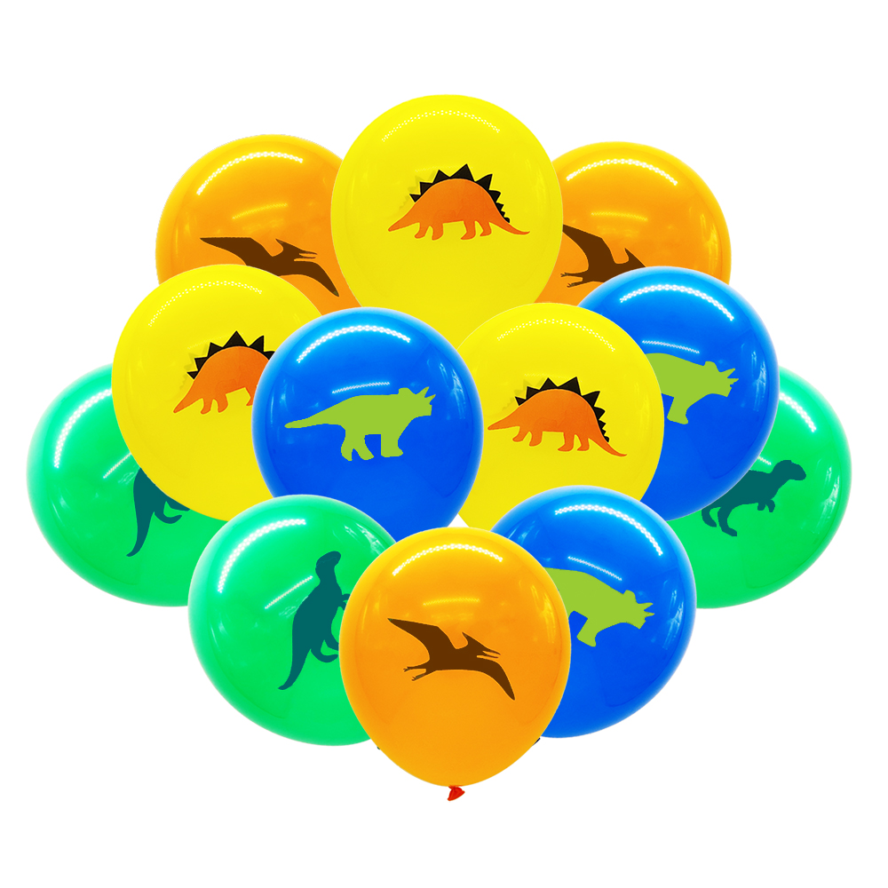 För barn födelsedag dinosaurie tema festtillbehör engångsservis tallrik kopp halm godis låda hatt inbjudningar ballong etc.: Ballongset 1