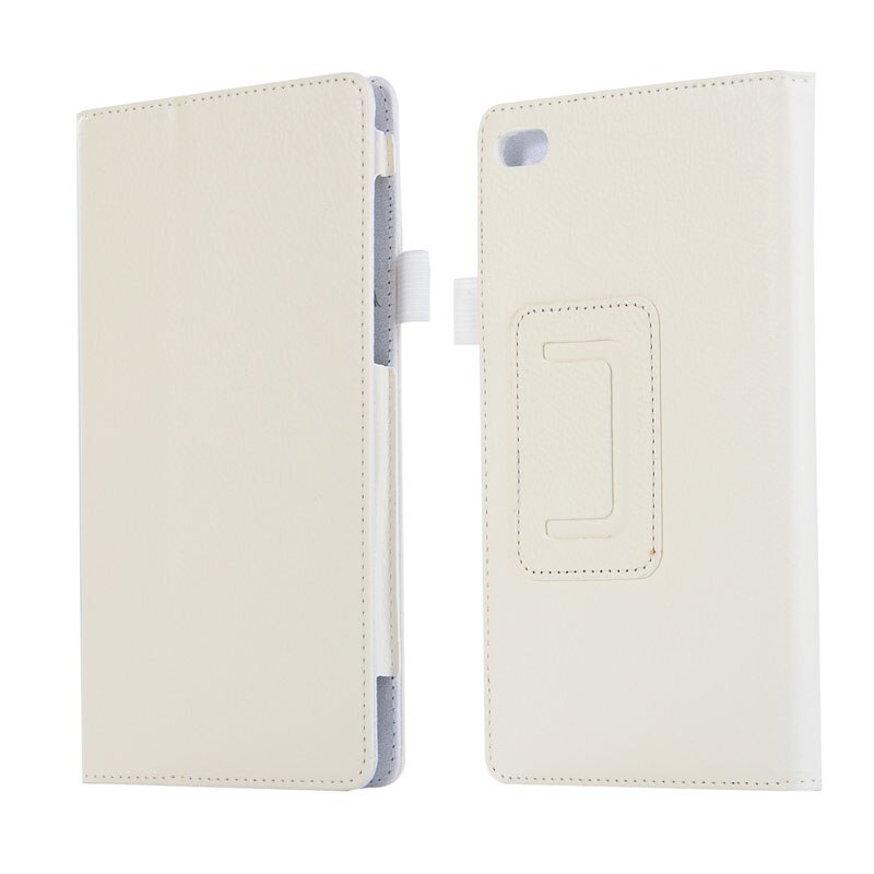 Slim litchi flip stativ pu læder cover funda etui til lenovo tab 7 essential/tab 4 7 essential tb -7304f/ n/x tablet + film + pen: Hvid