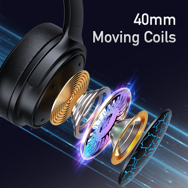 Awei A780 Pro bezprzewodowe słuchawki Bluetooth V5.3 dla bas Stereo dźwięk słuchawki długi na baterie czas gamingowy zestaw słuchawkowy Gamer z mikrofonem