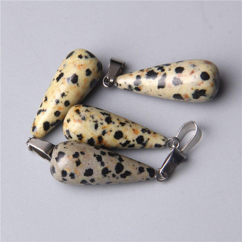 Grande pierre naturelle en forme de goutte d'eau, 5 pièces, pendentif Agates bleu en grès œil de tigre, Style Unique, collier à breloques, bricolage: 9.Dalmation
