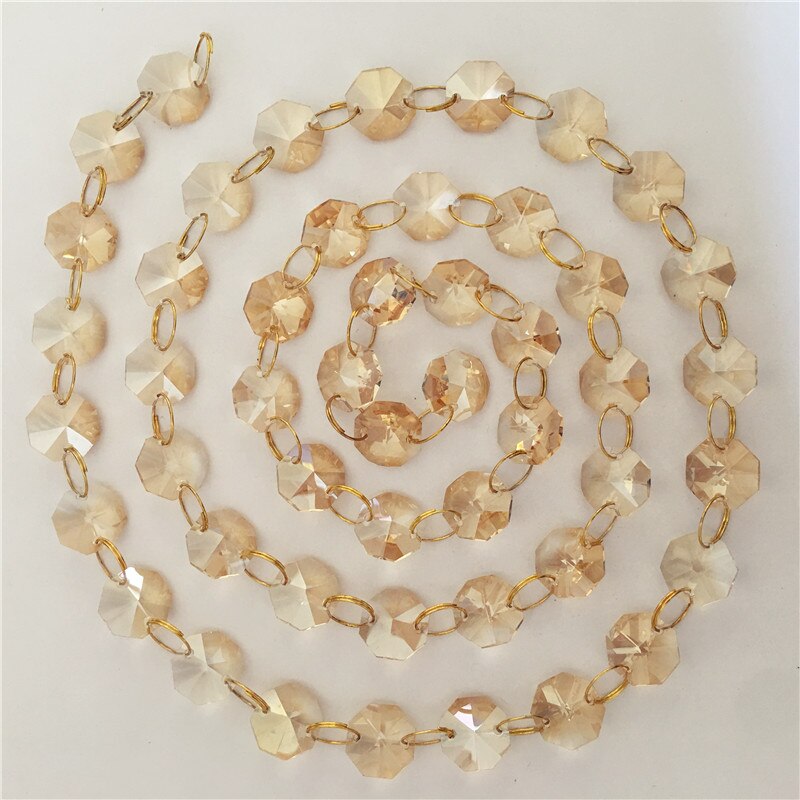 Camal 1/5/10 M Champagne Crystal 14 Mm Achthoekige Kralen String Strengen Garland Kroonluchter Lamp Gordijn Verjaardag wedding Party: 5M Gold ring