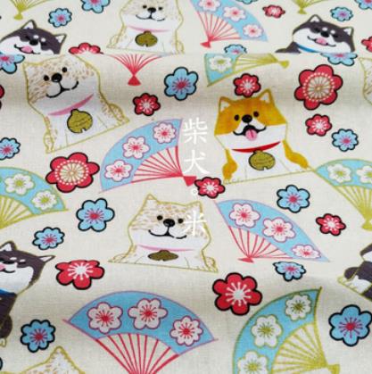 Tecido para cães de algodão shiba inu impressão tecido para costura vestido e sacos diy material caseiro vários tamanhos S33-TJ1027: 3 / 45x70cm small piece