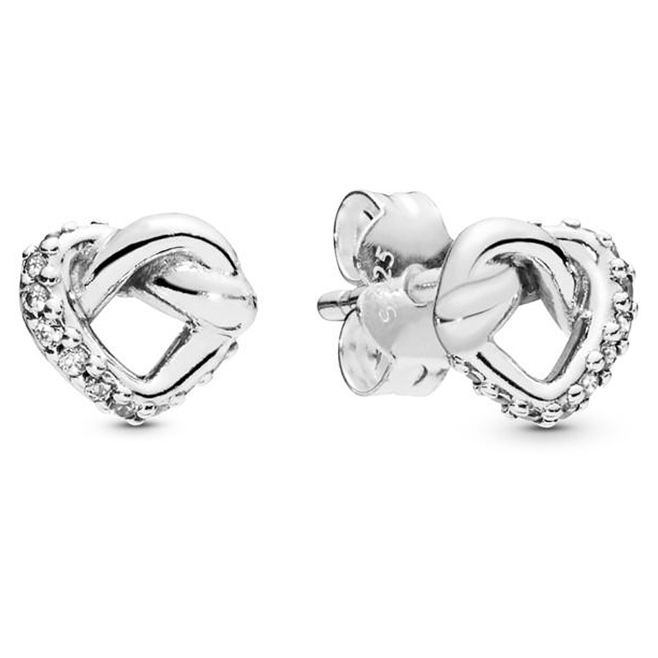 925 Sterling Silver Rosa Leonessa E Cuore Annodato Cuori Emotivo Obbligazioni Simbolo Di Amore Pandora Orecchini Per Le Donne del Regalo Dei Monili: 5