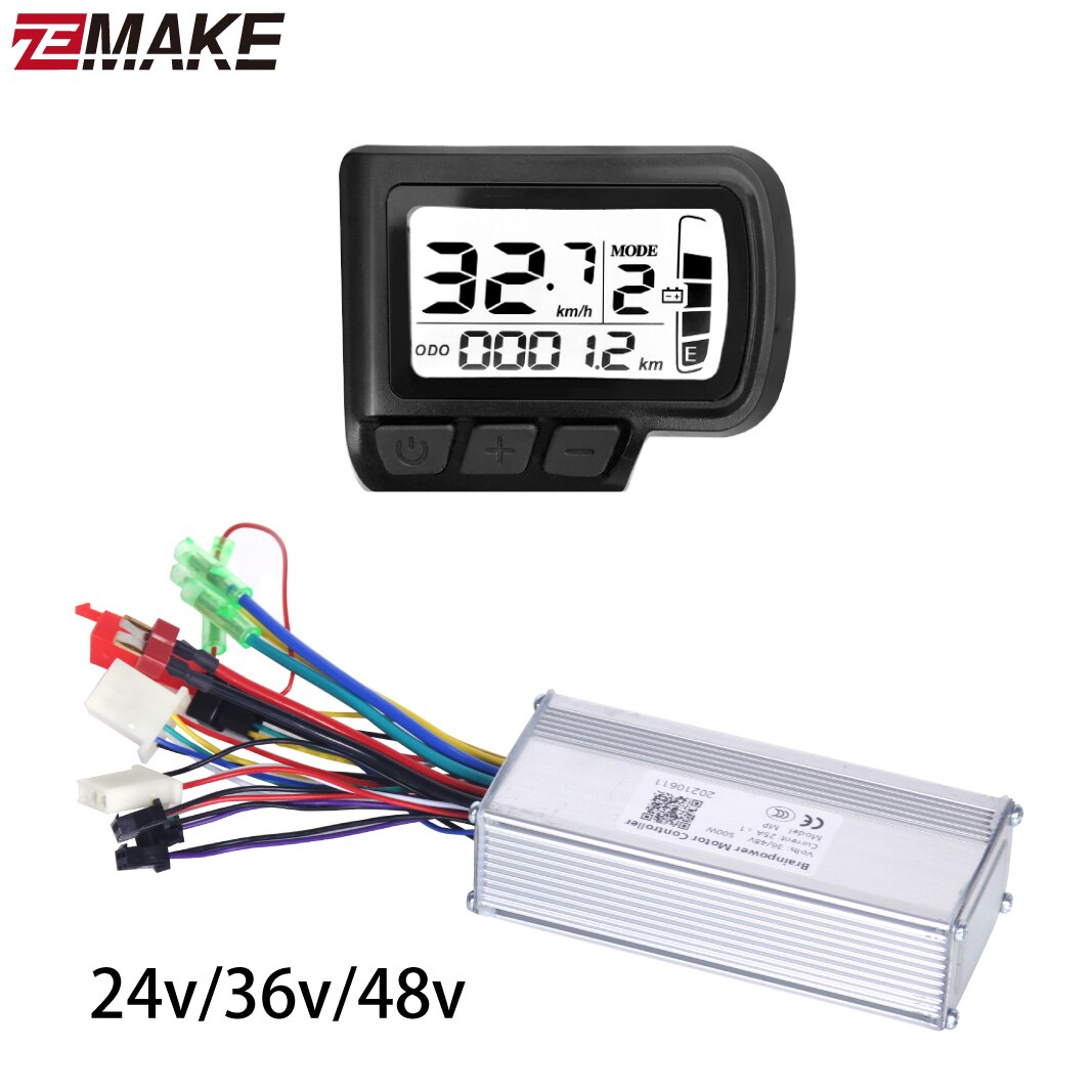 24v/36v/48v 350W 500w Electric Bike Brushless Motor Controller with LCD Display Electric Bicycle Scooter E-bike Parts zemake