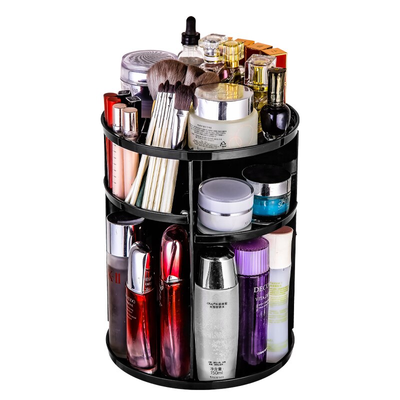 Caixa de armazenamento 360 acrílico transparente e grande capacidade gaveta organizador de joias preta maquiagem acrílico contendo luz de luxo: SNH-8888-1
