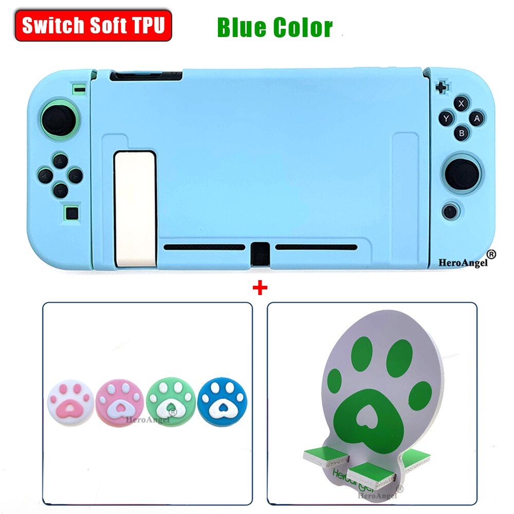 Leuke Pure Tpu Soft Cover Voor Nintendo Switch Beschermende Split Cover Shell Anti-Val Game Console Case voor Ns Accessorie: Blue 3in1