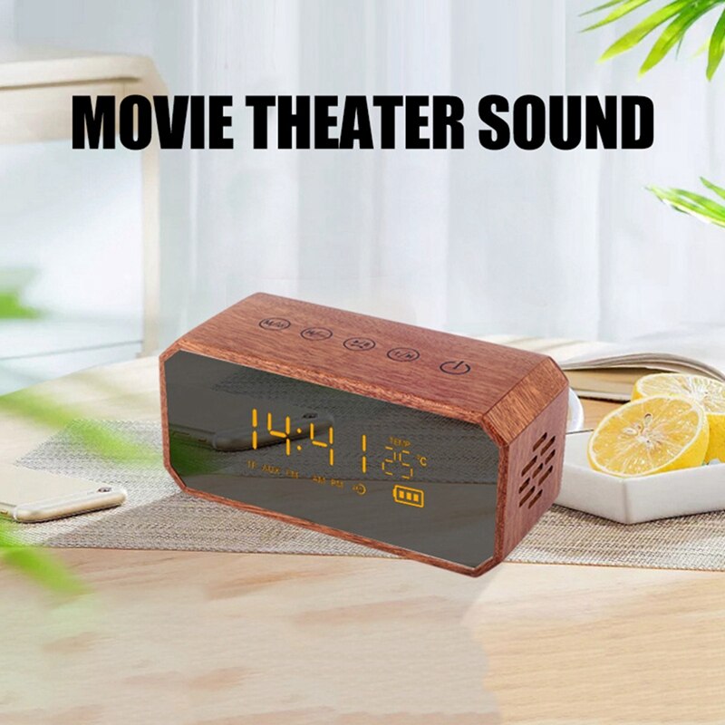 Massief Houten Retro High-Power Wekker Speaker, Draagbare Retro Wekker, Card Radio Speaker