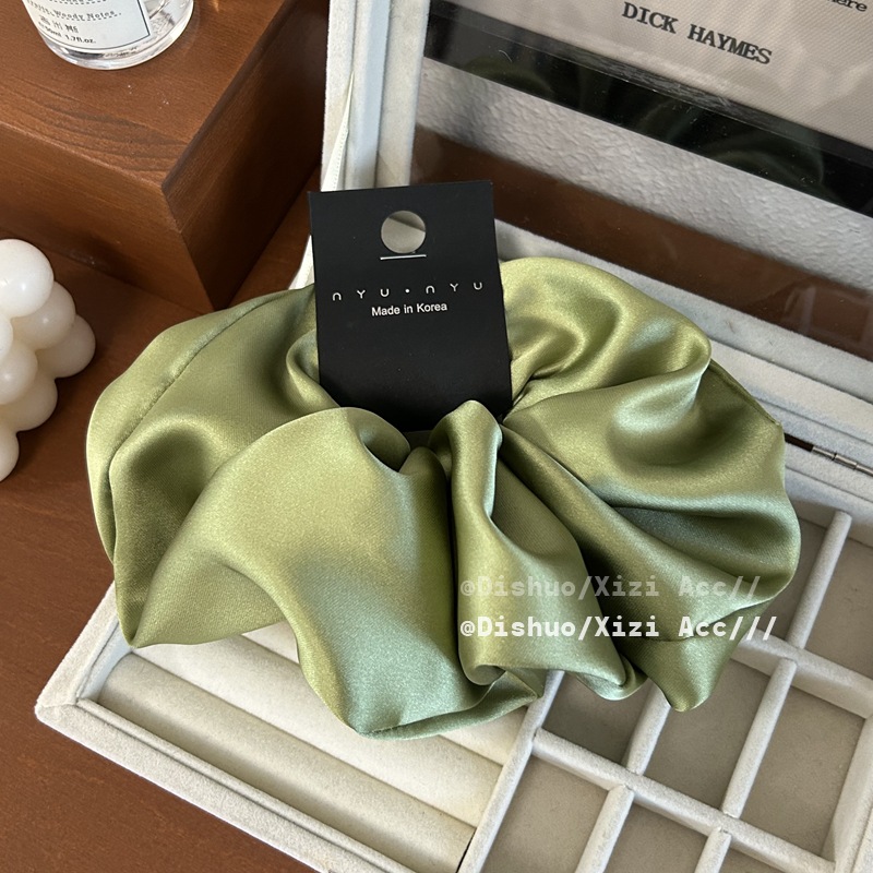 Scrunchie de seda de gran tamaño para niñas, coletero saten pelo mujer cabello, color sólido de Corea coletas para cabello gomas pelo mujer bonitas coleteros elegantes scrunchis para el cabello: Azul cielo