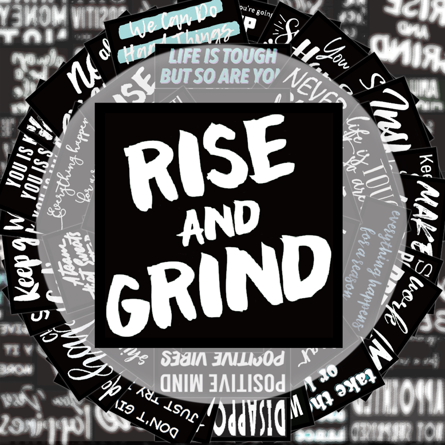 61 Black and White Inspirational Graffiti Stickers, Suitable for Decorating Water Bottles, Laptops, Mobile Phones, Suitcases, Skateboards, Guitars, Boxes, and Party Decorations