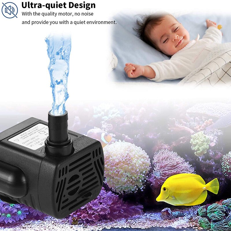 3W USB 4W Mini Submersible Water Pump Small Fountain Pump for Pond Aquariums Fish Tank Tabletop Fountain Pet Fountain EU US Plug