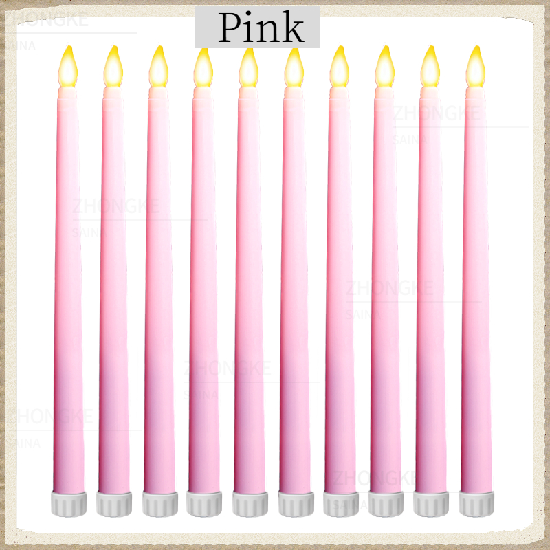 10-300PCS Flameless Taper Candles Wedding Artificial LED Candles Battery Powered Candle Lights Flickering Wedding Home Decor: RGB / Dark Khaki