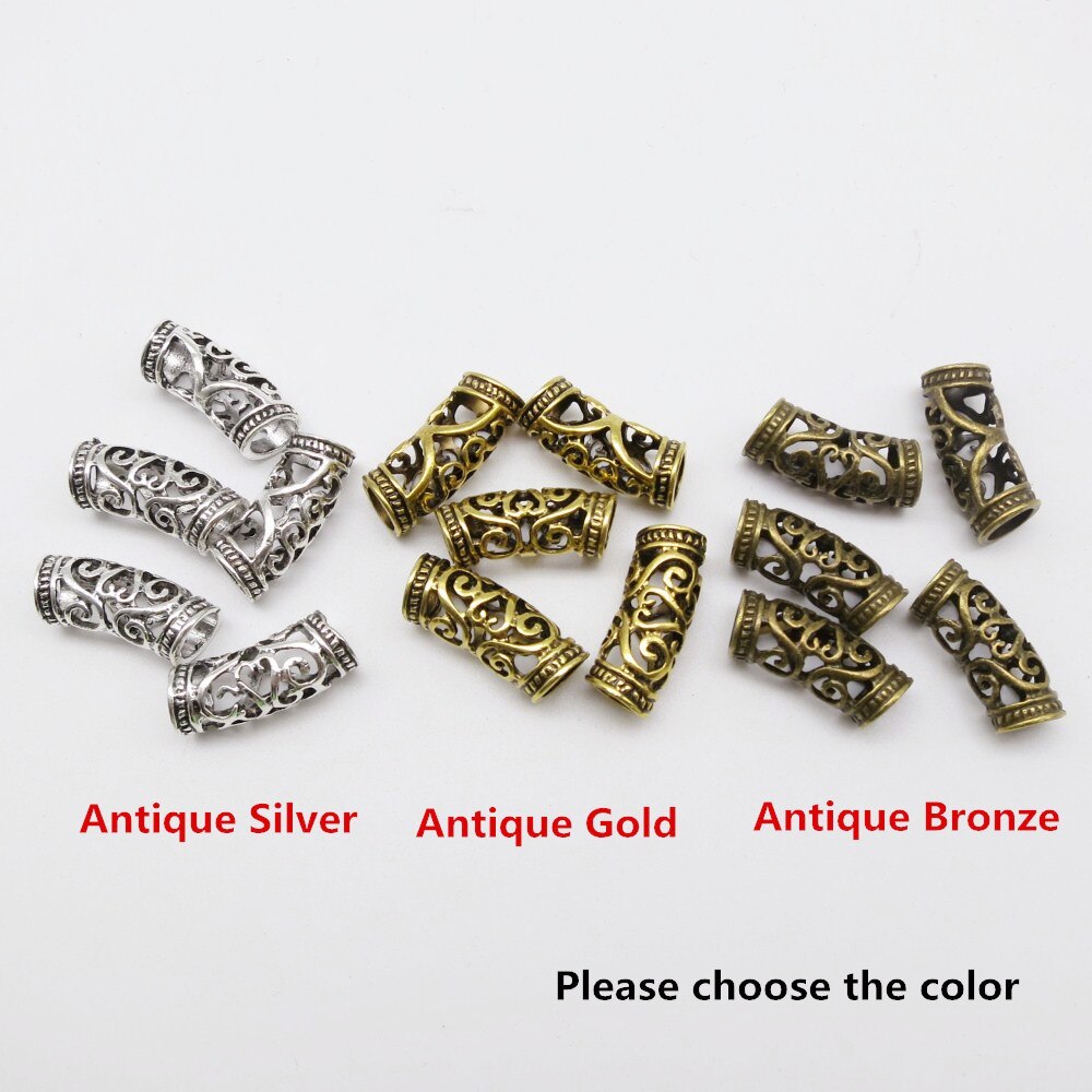 5 st -20 st silver / guld / brons viking hår flätat skägg dreadlock pärlor rörringar ca 7mm inre hål för hår tillbehör