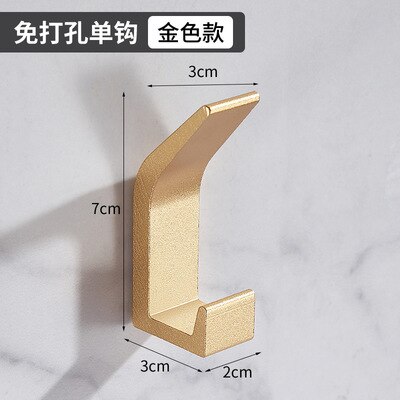 Gancho Doble para ropa de baño, perchero para bata de dormitorio, accesorios de cocina para sala de estar, color blanco y negro, sin perforación: Gold 1PCS