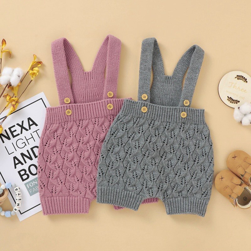 Baby Mädchen Herbst Hosen Solid Print Gestrickte Strap Kurze Hosen Hosen Kinder Knie Länge Casual Shorts
