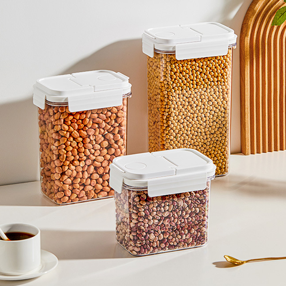 2 Pak Ontbijtgranen Dispenser Set, Luchtdichte Voedselopslagcontainer Voor Keukenpantry-Organisatie, Plastic Bakjes Met Deksels