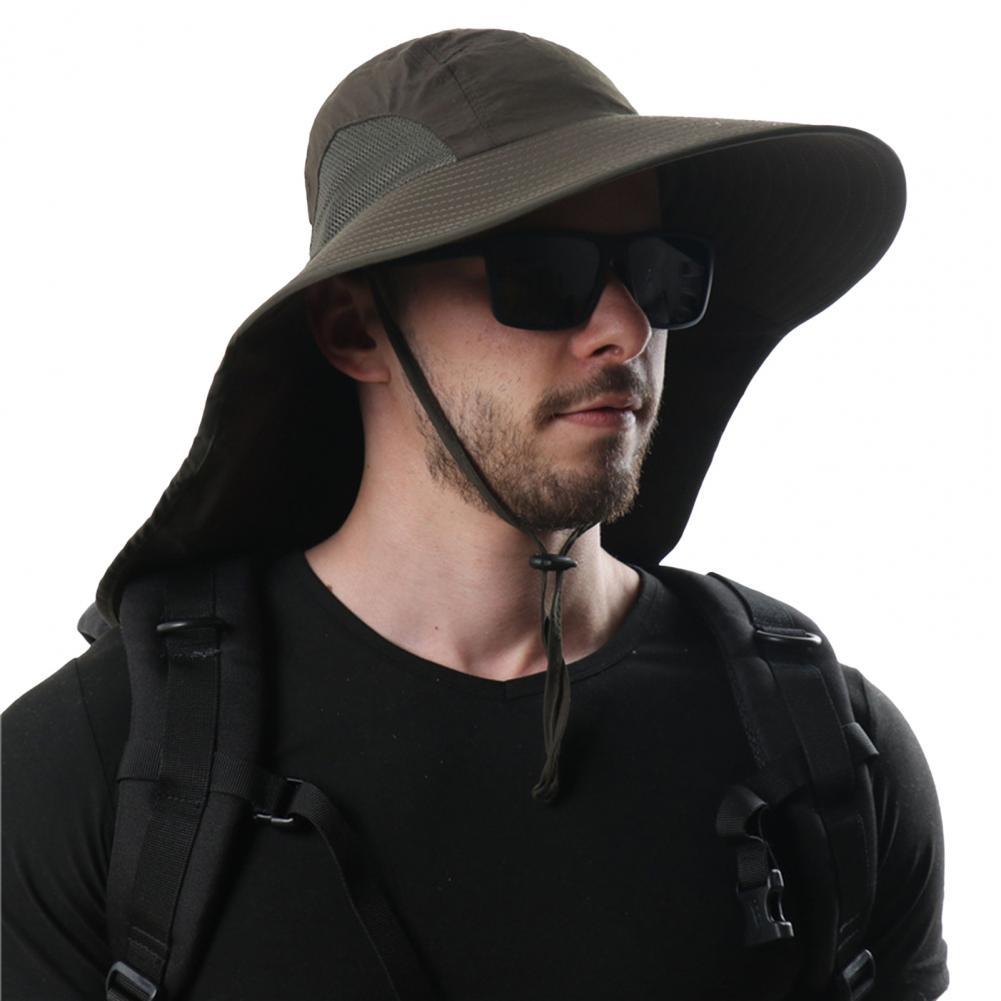 Summer Sun Hat Men Women Cotton Boonie Hat with Neck Flap Outdoor UV Protection Large Wide Brim Hiking Fishing Safari Bucket Hat