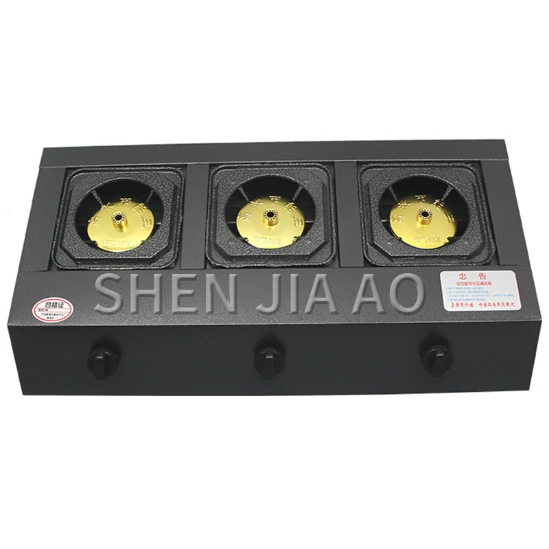 4kw kitchen three-hole gas cooktops natural/liquefied gas stainless steel panel Energy-saving three stove gas stove furnace