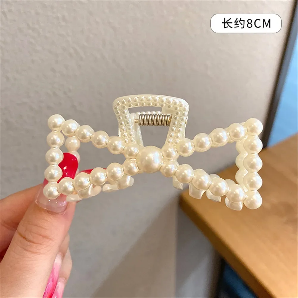 Horquilla con cuentas de perlas para mujer, pasadores geométricos bonitos para el pelo, pinzas para el pelo de cola de caballo, accesorios para el cabello, 2 uds.: Lavanda
