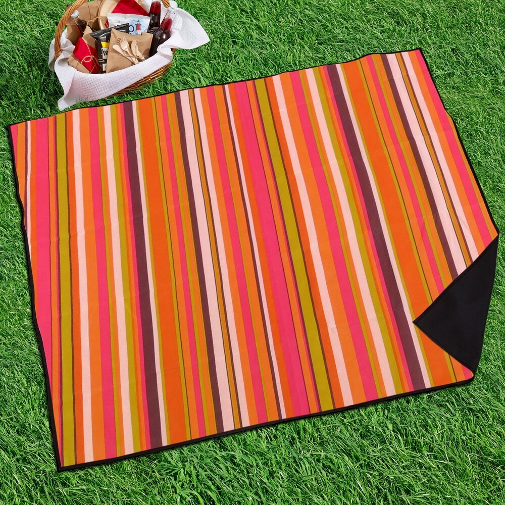 Primematik-picnic tæppe 150 x 130 cm printede brede striber flerfarvet