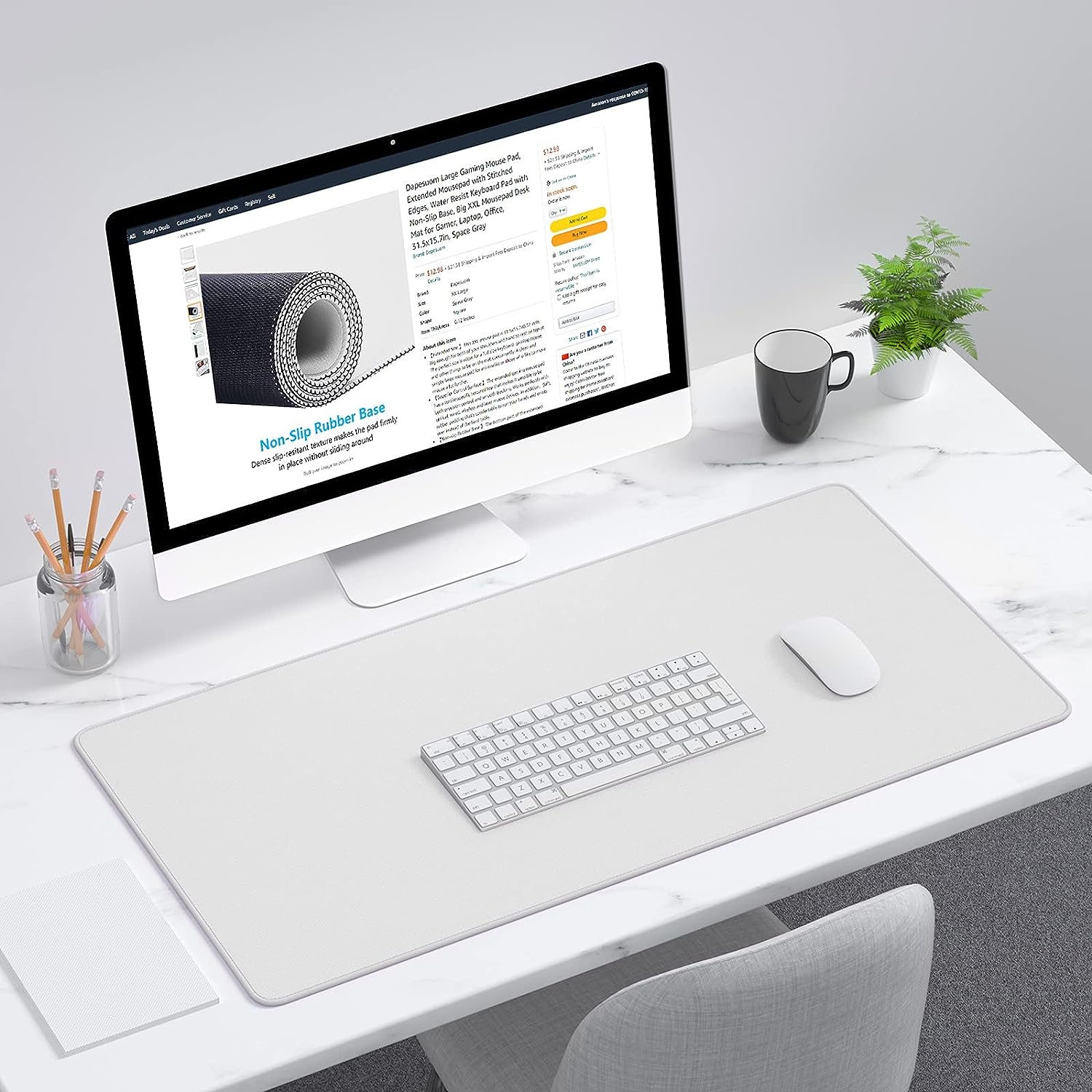 Alfombrilla de ratón para ordenador portátil, alfombrilla de escritorio minimalista rosa grande para oficina para mujer, alfombrilla de ratón para juegos Xxl de 3MM, parte inferior de goma antideslizante