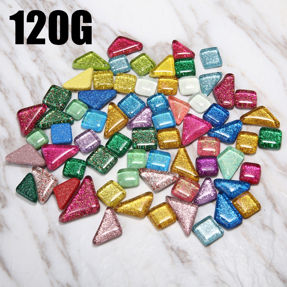 120g 70 st/set glitter glänsande glasmosaikplattor bulk för pyssel hantverk mosaik gör barn pussel konst hantverk färgglad sten