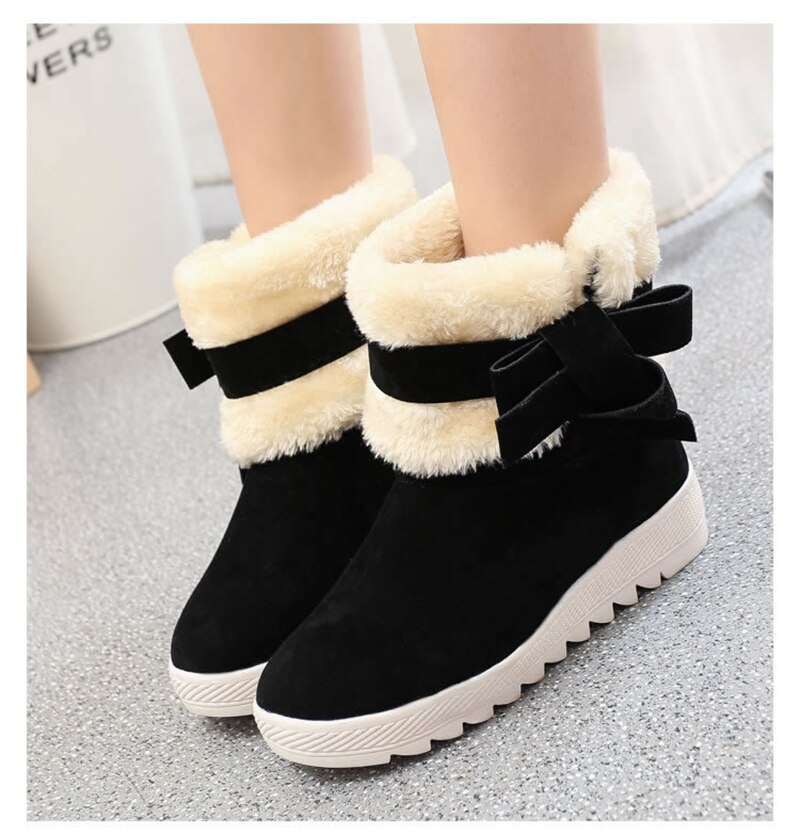 Kvinnor stövlar kvinnliga vinterskor kvinna päls varma snöstövlar kvinnor casual ankelboots julstövlar