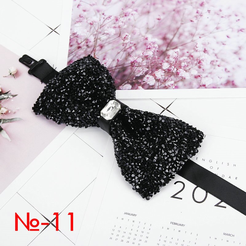 Diamant Zwart Rood Strikje Mannen Voor Strass Kraag Mannen Bowtie Kristal Chaton Super Cool Luxe Wedding Party Strikjes vlinder: 11