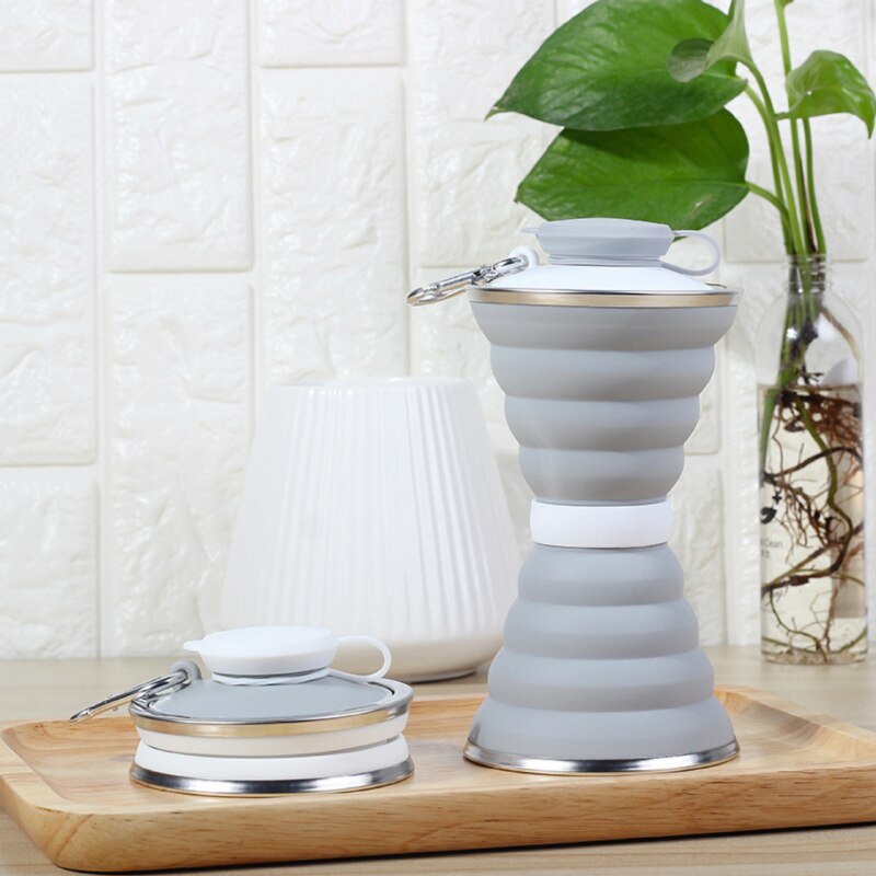 4 Colors 500ML Silicone Folding Water Coffee Win Cups Travel Camping Cup Retractable Telescopic Collapsible Outdoor Sport
