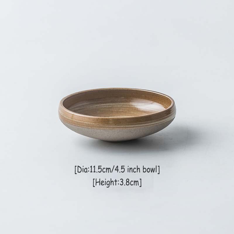 Grof Keramische Servies Set Japanse Ronde Plaat Rijstkom Thee Cup Retro Servies Platte Tray Koffie Cup Sushi Gerechten 1 stuks: 4.5 inch bowl