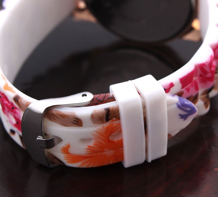 lovely Women Geneva Girl Female Watches Flower Printed Causal Quartz watch Silicone strap cute WristWatch Relogio Feminino