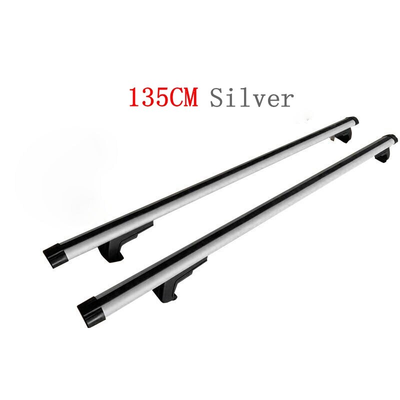 2 PCS Universal Aluminum Alloy Car Roof Racks Crossbar Luggage Carrier Load 100KG 125CM 135CM With Lock&Key For SUV: 135cm Silver
