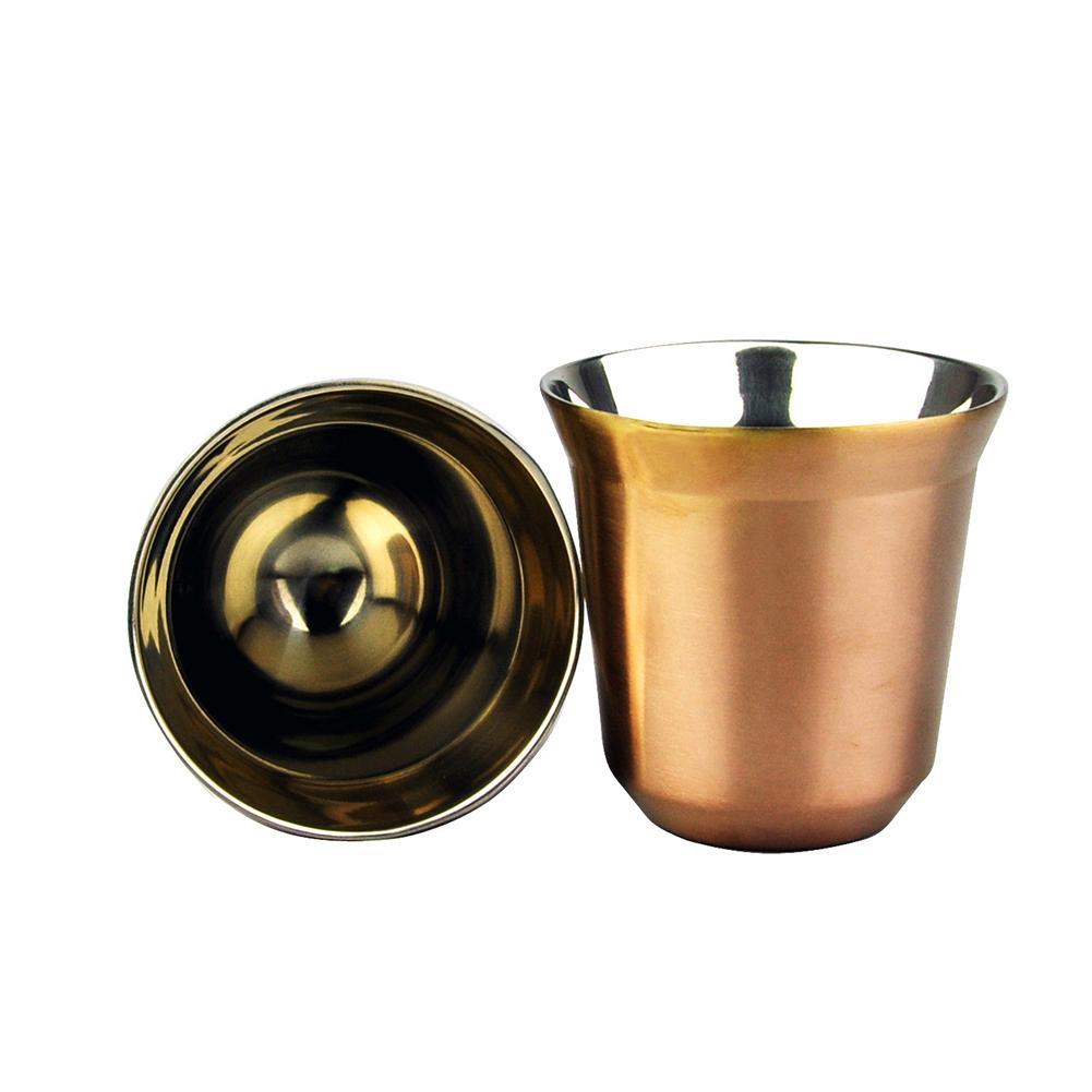 86ml Double Stainless Steel Espresso Cup Insulation Coffee Cup Capsule Shape Cute Cup Coffee Cup British Coffee Cups
