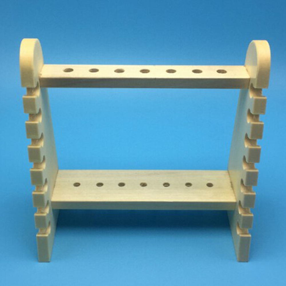 Houten Reageerbuisrek, 14 Gat en Pins-Massief Hout, buis doos. pipet rack