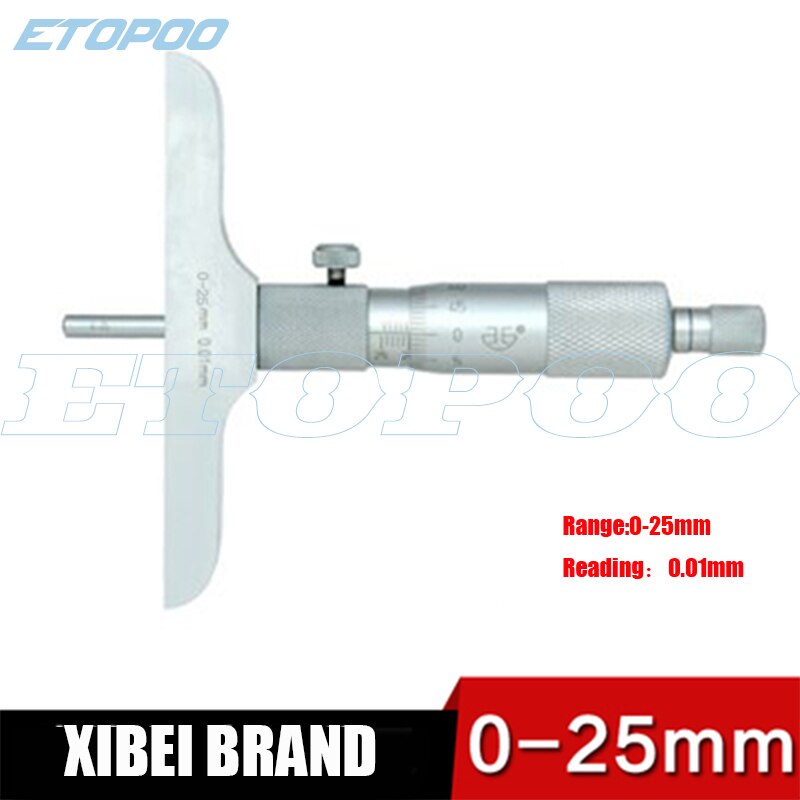 Xibei-micrómetro de profundidad con varillas, 0-25mm, 0-50mm, 0-100mm, 0-150mm, 0,01mm, herramientas de medición: 0-25mm