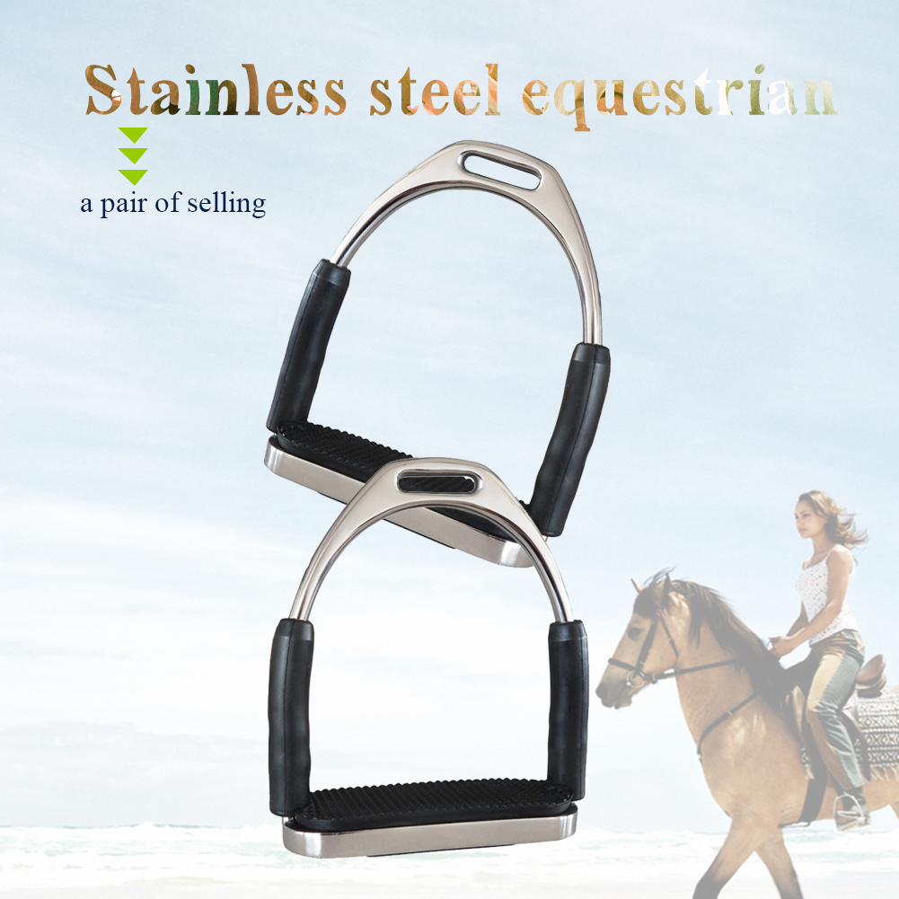 1 Pair Stirrups Safety Stainless Steel Sports Durable Saddle Pedals Horse Riding Folding Equipment Flexible Anti Slip Outdoor