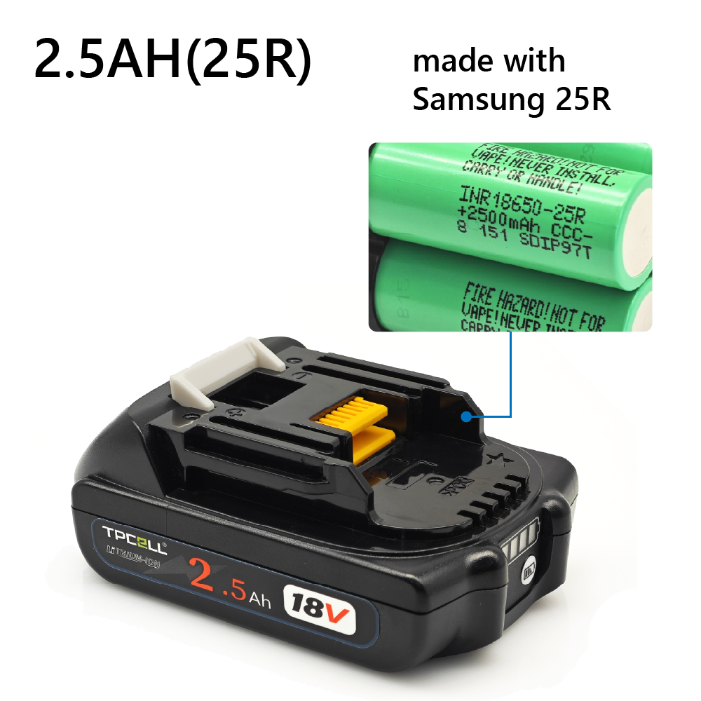 BL1830 3Ah/2,5AH Für Makita 18V Akku Elektrowerkzeuge Li-Ion Ersatz LXT BL1825 BL1820 für 18V Schraubendreher mit BMS TPCELL: Beige